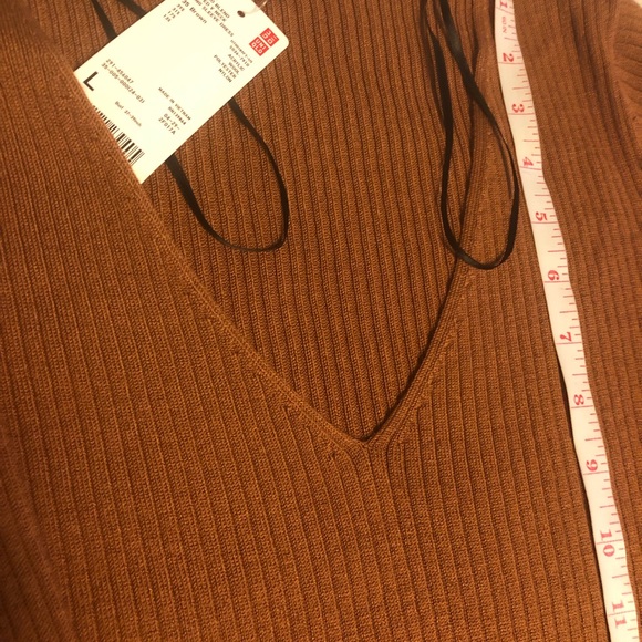 Long sleeve knit dress. Uniqlo. Brown. 45 inches long. NWT. - Picture 2 of 4